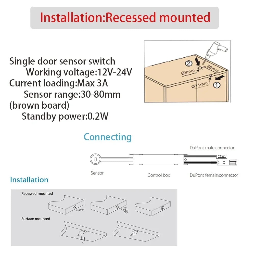 Silver Motion Sensor Light Switch for Closet & Under Cabinet - ADV