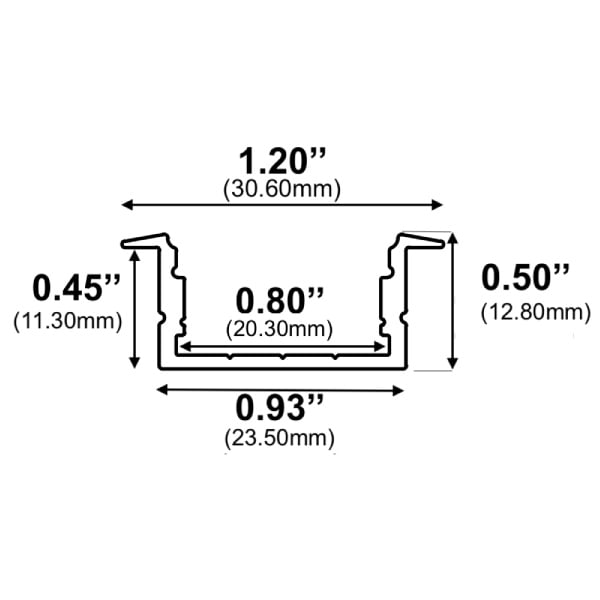 1-3/16" Recessed Slim Line 10' LED Channel - Alberko