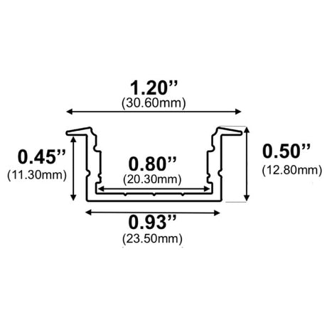 1-3/16" Recessed Slim Line 10' LED Channel - Alberko