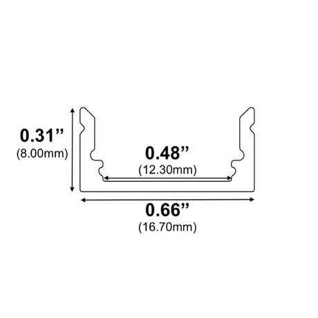 11/16" Low Profile Black Slim Line 8' LED Channel - Alberko