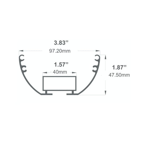 3-13/16" Wide Curved Lens 10' LED Channel - Alberko