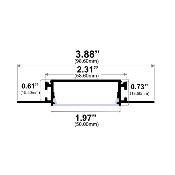 2" Mud-in Trimless 10' LED Channel - Alberko