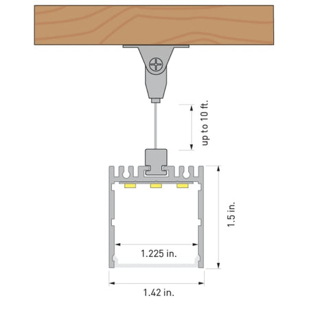 1.42" Suspan Pendant Aluminum Channel - Alloy LED