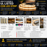 RGB+CCT COB LED Strip 840 LEDs/m 24V UL Certified Indoor - BRIGHTNEX LED LIGHTING