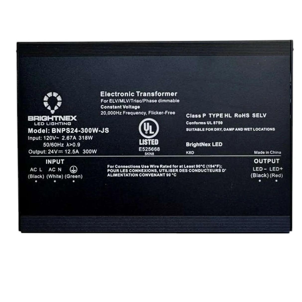 300W 24V LED Transformer TRIAC/ELV/MLV UL Class 2 Wet Rated - BRIGHTNEX LED LIGHTING