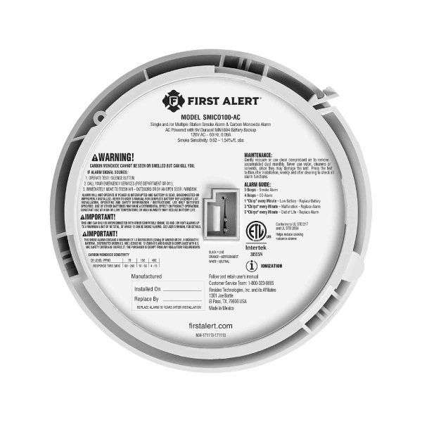 2 in 1 Smoke / CO2 Hardwired Detector w/ Battery Back-up - BRK Electronics