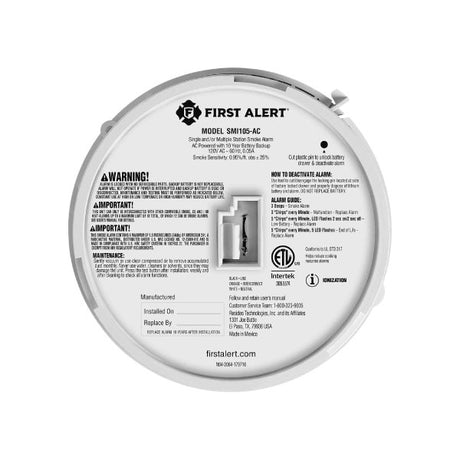 Hardwired Smoke Detector w/ 10 Year Battery Back-up - BRK Electronics