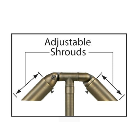 Small Adjustable 2 Head and Shroud Path Light 731B-T - Corona Lighting