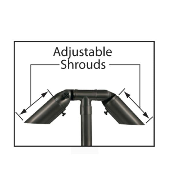Small Adjustable 2 Head and Shroud Path Light 731B-T - Corona Lighting