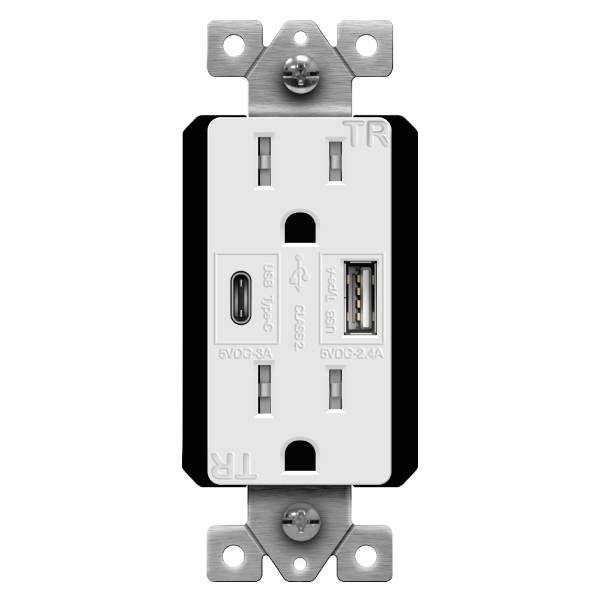 Receptacle w/ USB C Charger - Enerlites