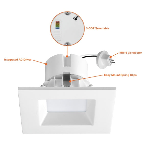 4" 10W 12V Square Multi-Color Smooth LED Retrofit - Envision LED