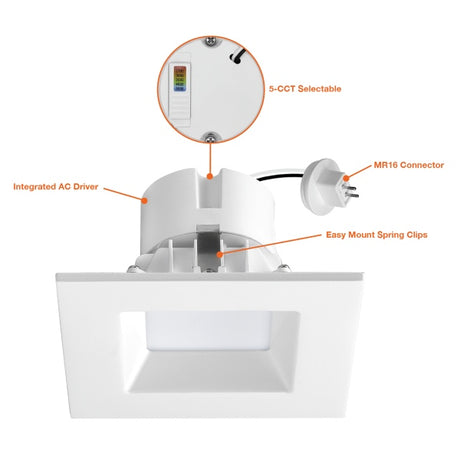 4" 10W 12V Square Multi-Color Smooth LED Retrofit - Envision LED