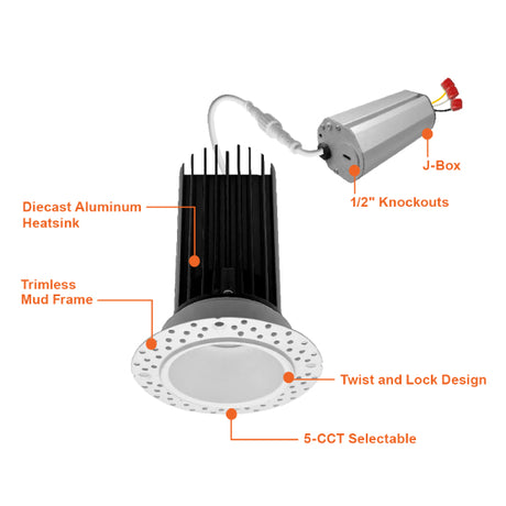 15W 2" Trimless 5CCT Down Light - Envision LED