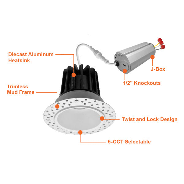 8W 2" Trimless 5CCT Down Light - Envision LED