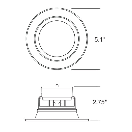 4 inch baffle 5CCT LED recessed retrofit with dimensions for installation planning
