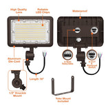40/50/60W Tri-Power Tri-Color Knuckle Mount LED Flood Light w/ Photocell - Envision LED
