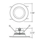 5-6 inch baffle smooth 5CCT LED recessed retrofit with dimensions for accurate fitting