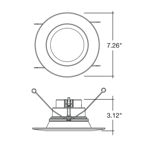 5-6 inch baffle smooth 5CCT LED recessed retrofit with dimensions for accurate fitting