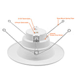 5-6 inch baffle smooth 5CCT LED recessed retrofit with detailed performance specifications