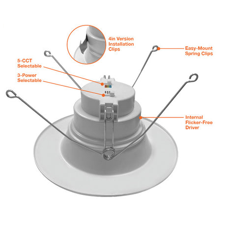 6" 10/14/18W 277V Smooth 5CCT Down Light - Envision LED