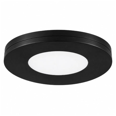 Black slim puck under cabinet LED light offering precise task illumination