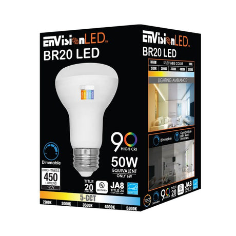 BR20 6W 5CCT Dimmable LED Bulb - Envision LED