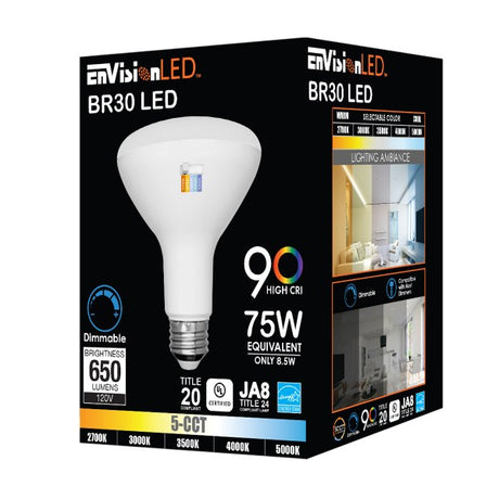BR30 8.5W 5CCT Dimmable LED Bulb - Envision LED