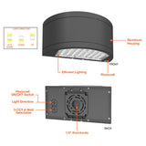 48/64/80W Tri-Color Semi-Circle Up/Down Wall Pack - Envision LED