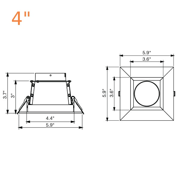 4-8" 10/12/20W Multi-Wattage 5CCT Square Commercial Downlight - Envision LED