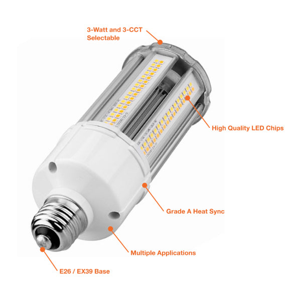 54/63/80W Tri - Color Corn Bulb - Envision LED