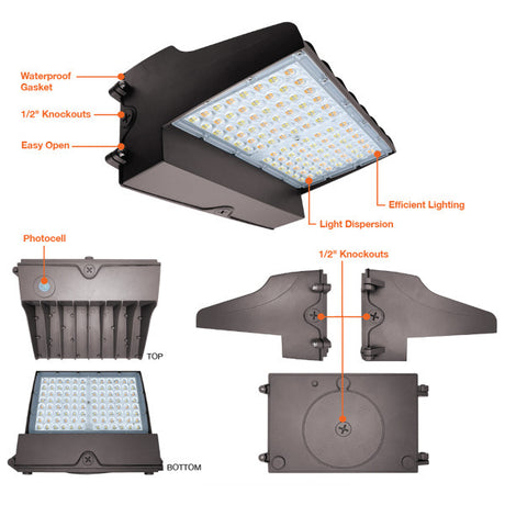20-60W Tri-Color Cutoff LED Wall Pack w/ Photocell - Envision LED