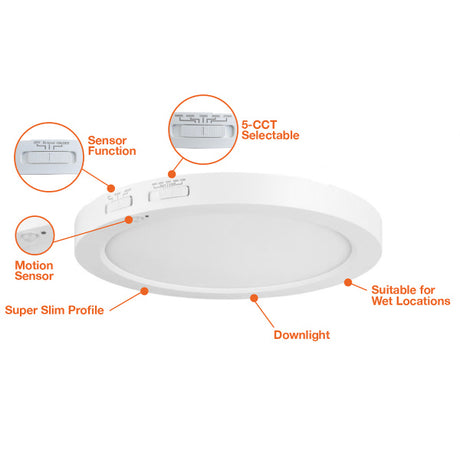 23W 12" Bi-Level Motion Sensor Surface Mount Light - Envision LED