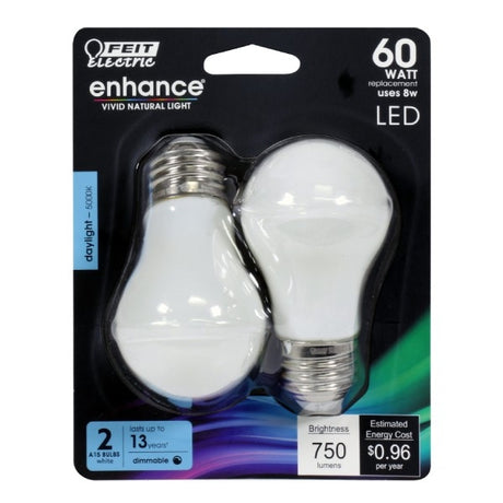 A15 8W Frosted Dimmable LED Bulb 2PK - Feit