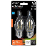 5.5W Flame Tip Candelabra E26 2 Pack - Feit