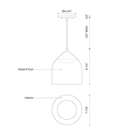 8" Spun Metal Shade LED Pendant Light - Kuzco Lighting