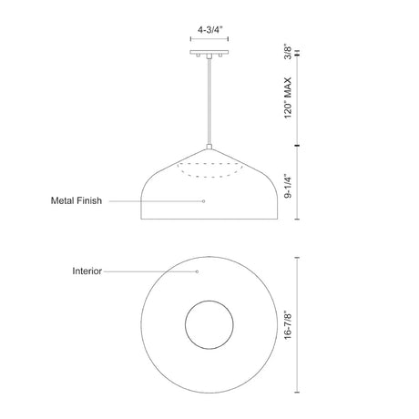 17" Spun Metal Shade LED Pendant Light - Kuzco Lighting