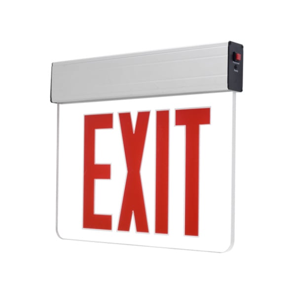 Single Face Clear Glass LED Exit Sign w/ Battery Back up - Portor Lighting