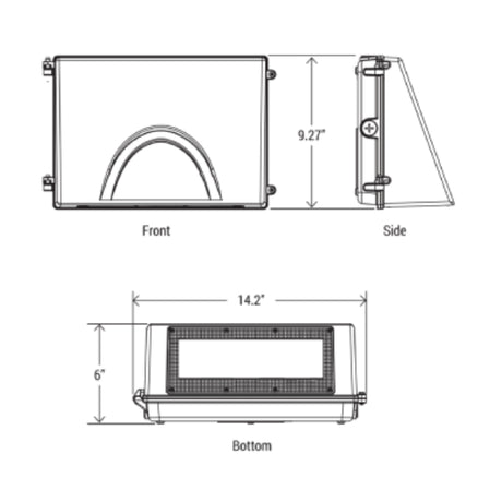72/96/120W Tri-Color Cut-off Wall Pack - Portor Lighting