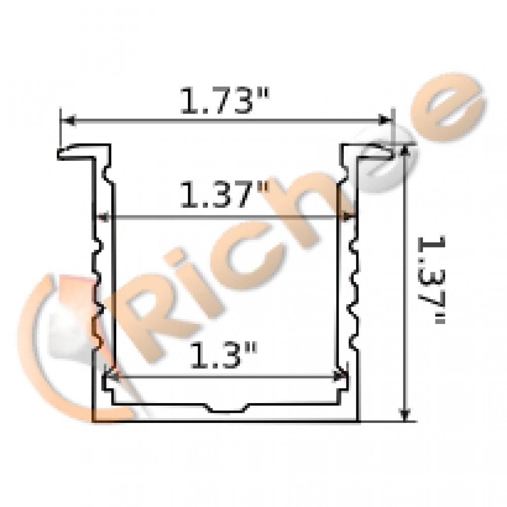 1 3/4" Deep Recessed Square Aluminum Channel - Richee Lighting