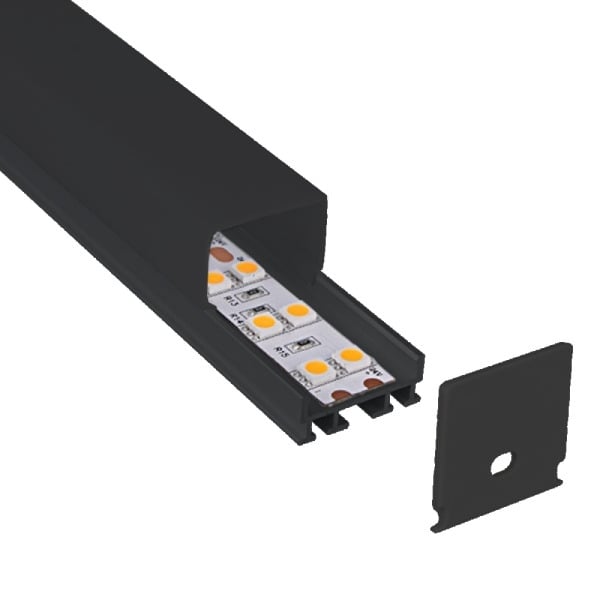 1" Black Lens Milky Square Top Aluminum Channel - Richee Lighting