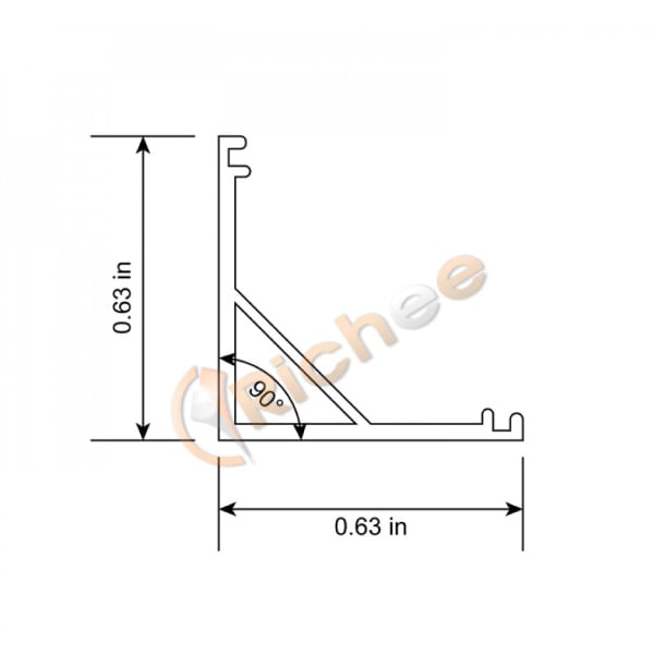 5/8" Black Angled Full Cover Aluminum Channel - Richee Lighting