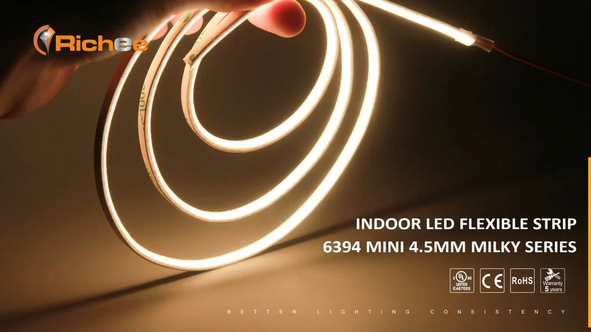 4.5mm Milky LED Strip 30K 24V 198lm/ft Consistent - Richee Lighting