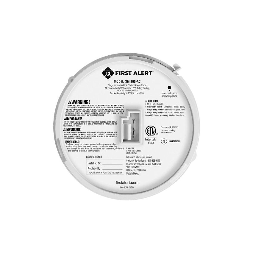 Hardwired Smoke Detector w/ Battery Back-up-BRK