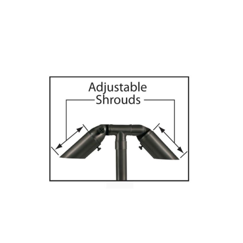 Small Adjustable 2 Head and Shroud Path Light 731B-T-CL