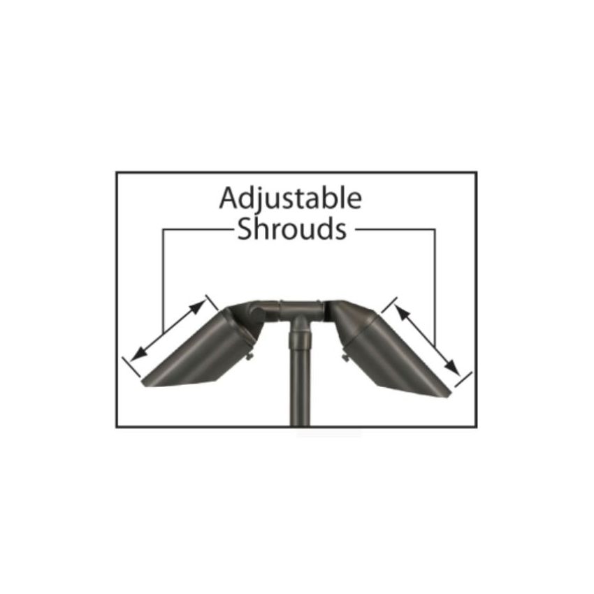 Big Adjustable 2 Head and Shroud Path Light 732B-T-CL