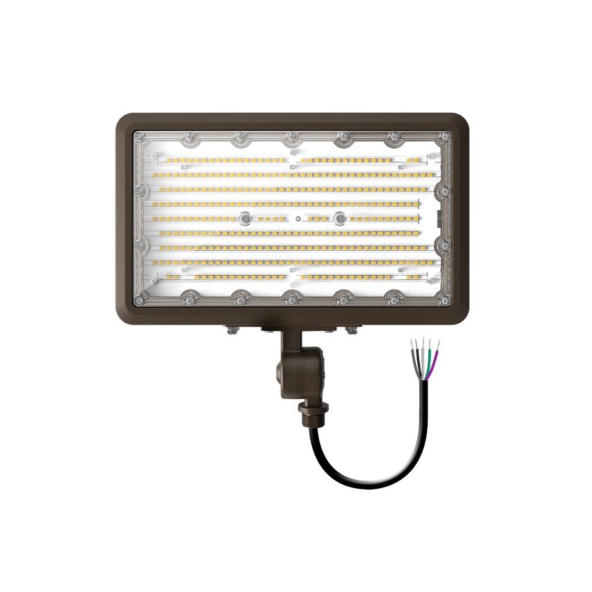 60/80/100W Tri-Power Tri-Color Knuckle Mount LED Flood Light w/ Photocell-ENV