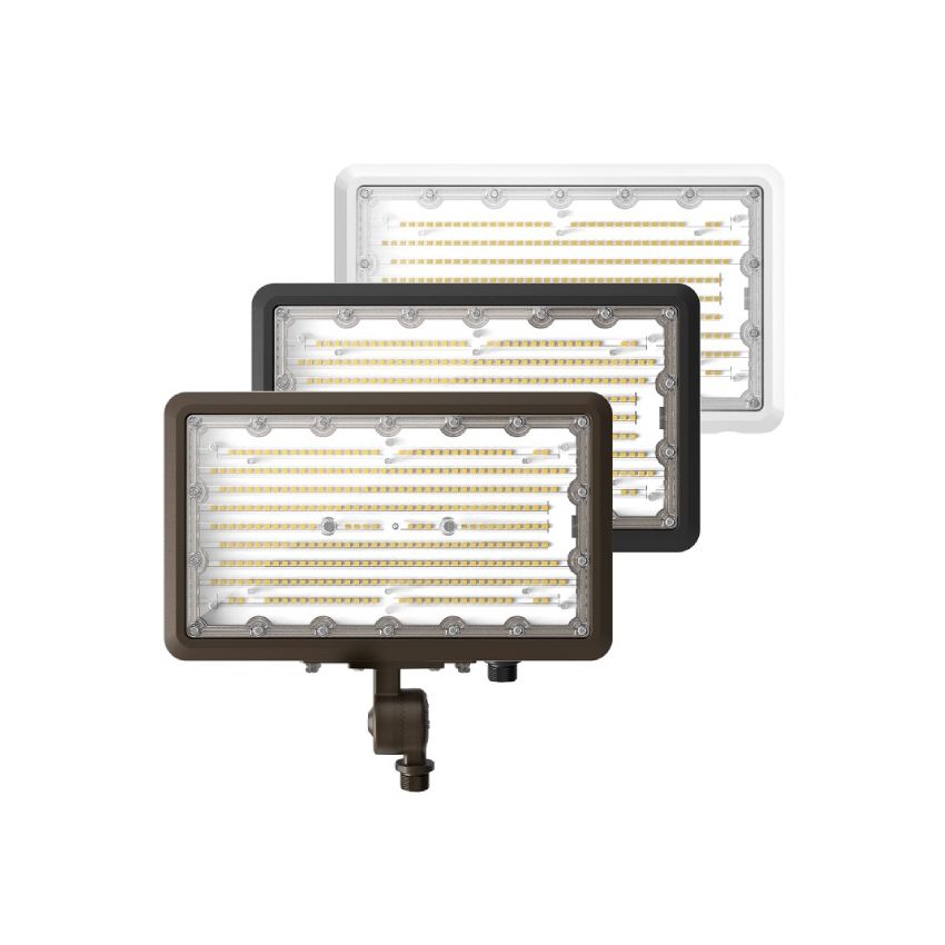 60/80/100W Tri-Power Tri-Color Knuckle Mount LED Flood Light w/ Photocell-ENV