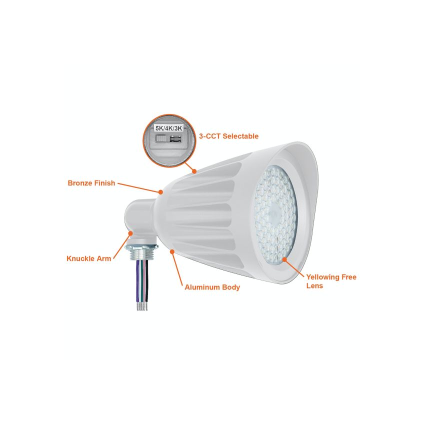 25W Tri-Color Knuckle Mount Bullet LED Flood Light-ENV