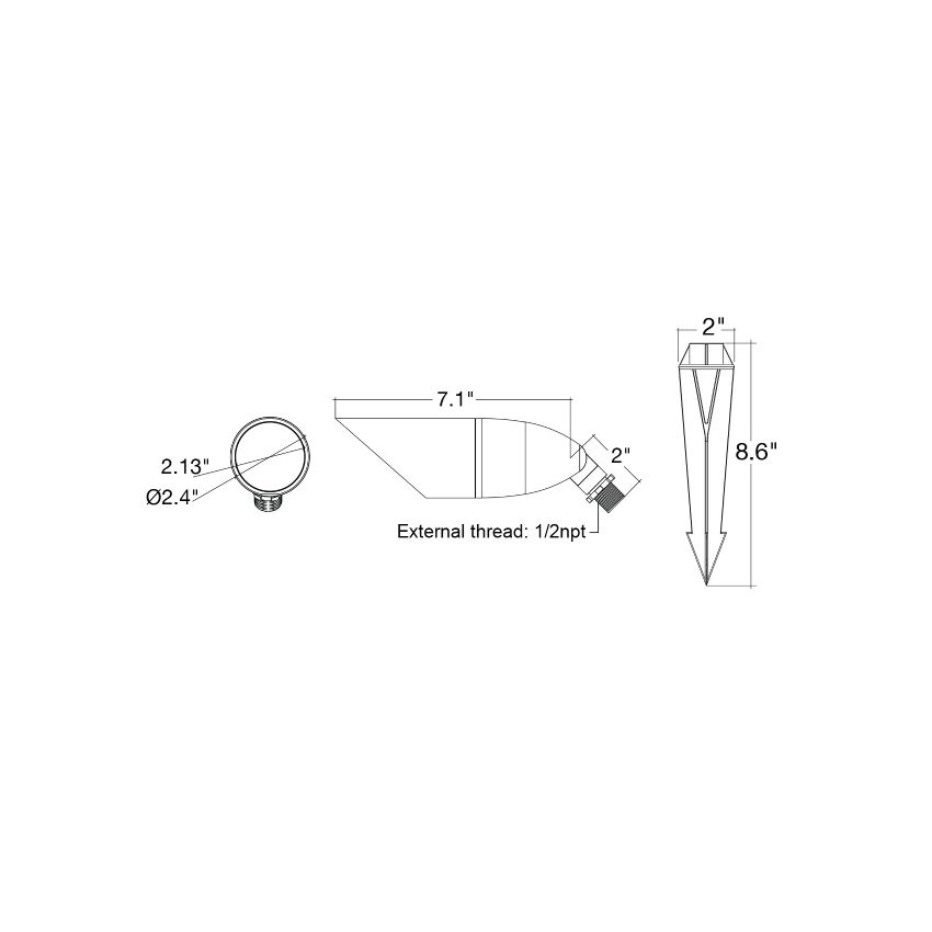 Solid Brass MR16 Cowlick Architectural Up Light-ENV