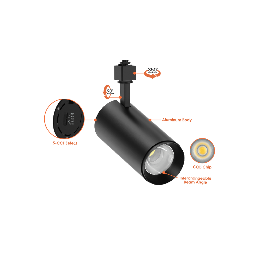 30W 36° 5-Color LED Track Light-ENV